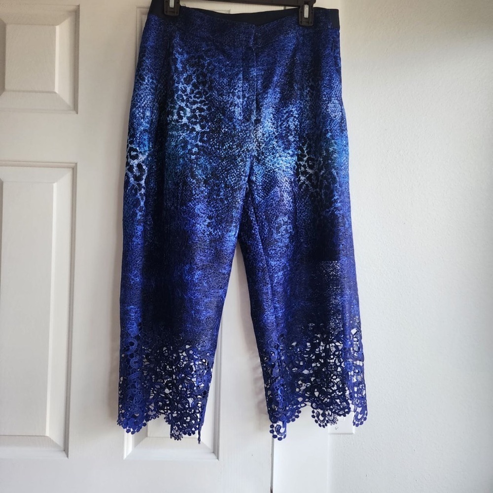 Tahari Willow Pant Culottes Lace Admiral Navy Size 6 - Picture 5 of 9